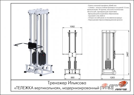 ТИТВ3 Тренажер Ильясова «ТЕЛЕЖКА вертикальная», модернизированный фото №2